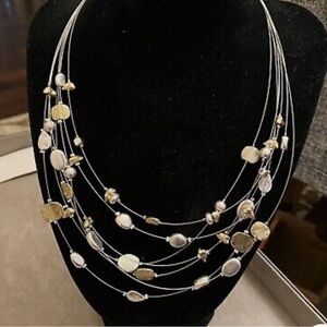 Lia Sophia “skipping stones” two toned layered 7 strand silver/ gold choker GUC